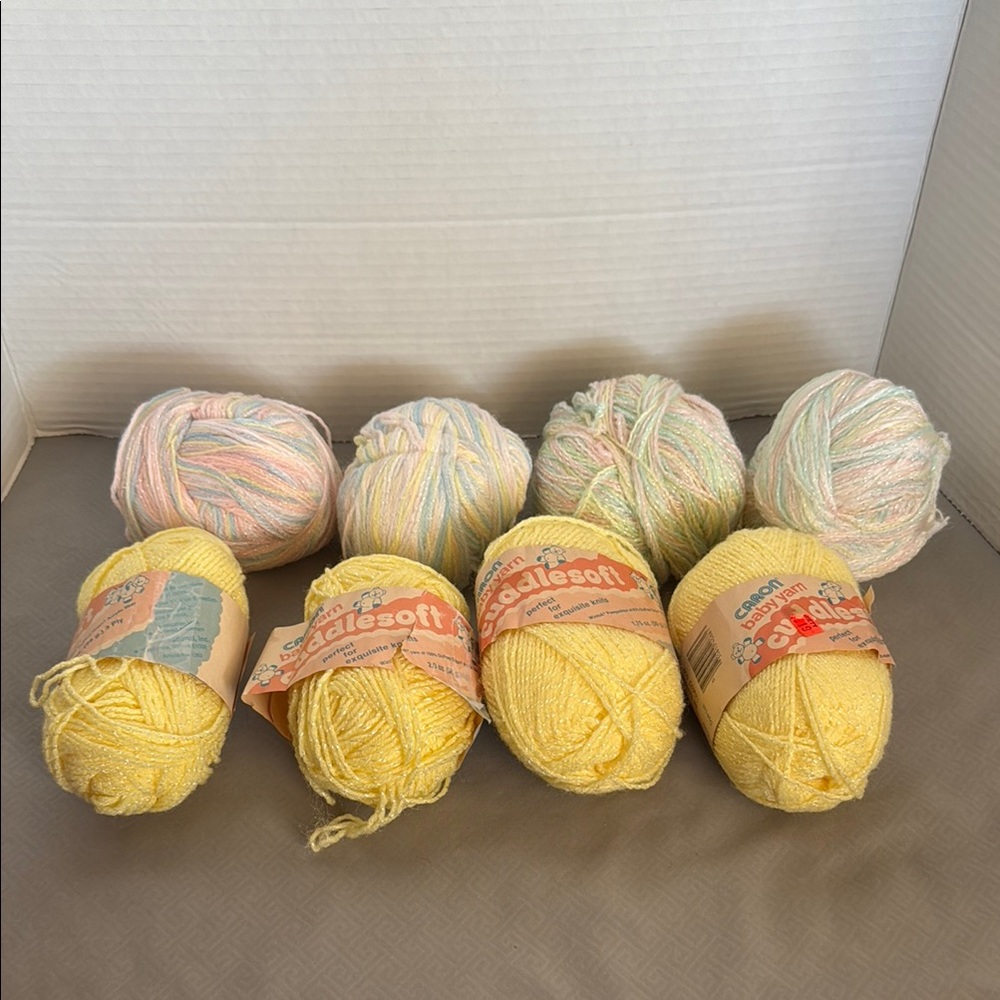 Caron Yellow Baby Yarn Cuddlesoft Lot of 4 Also Soft Pastel Shades Lot of 4